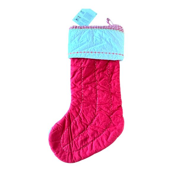 Pottery Barn Kids Smiling Snowman Red Quilted Christmas Stocking Stocking New - Picture 9 of 9